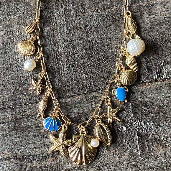 NEW Gold Ocean Mixed Charm Necklace - Picture 1 of 7